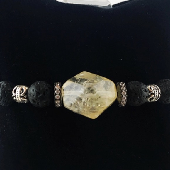 Genuine citrine lava rock cz boho bead bracelet - Picture 5 of 5
